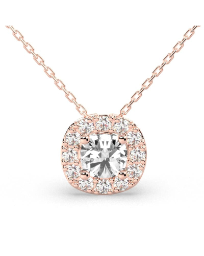 Collier halo diamant coussin en or rose 18  carats