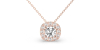Collier halo diamant coussin en or rose 18  carats