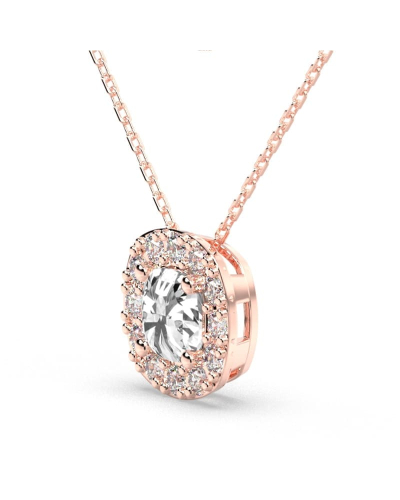 Collier halo diamant coussin en or rose 18  carats
