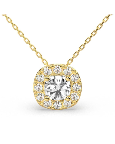 Collier halo diamant coussin en or jaune 18  carats
