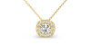 Collier halo diamant coussin en or jaune 18  carats