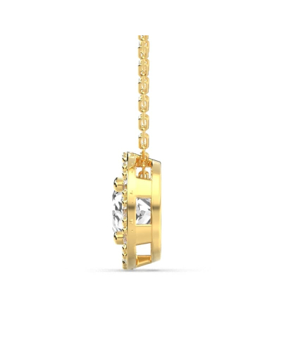Collier halo diamant coussin en or jaune 18  carats
