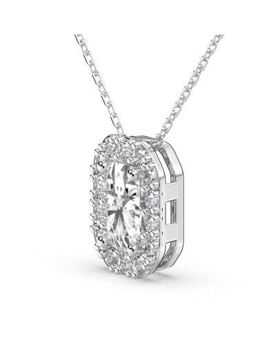 Collier halo diamant émeraude en or blanc 18 k