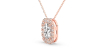 Collier halo diamant émeraude en or rose 18 k