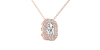 Collier halo diamant émeraude en or rose 18 k