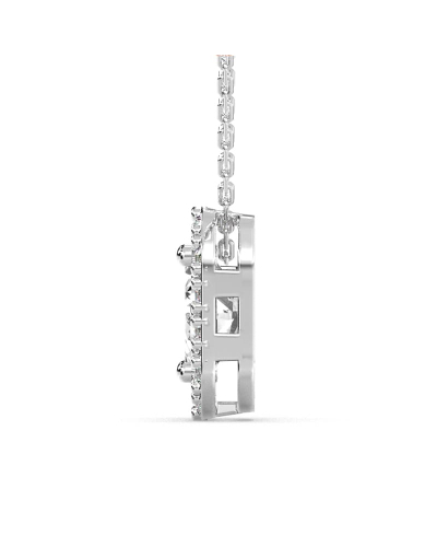 Collier halo diamant émeraude en or blanc 18 k