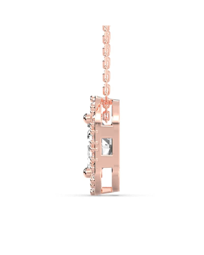 Collier halo diamant émeraude en or rose 18 k