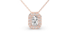 Collier halo diamant émeraude en or rose 18 k