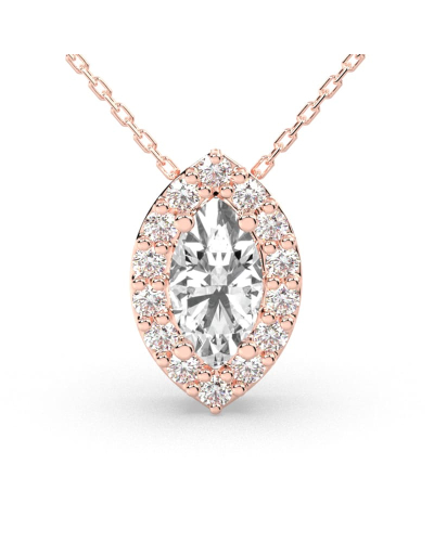 Collier halo diamant marquise en or rose 18 K