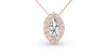 Collier halo diamant marquise en or rose 18 K
