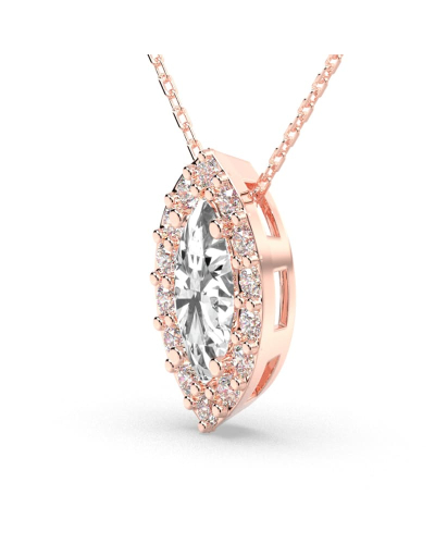 Collier halo diamant marquise en or rose 18 K