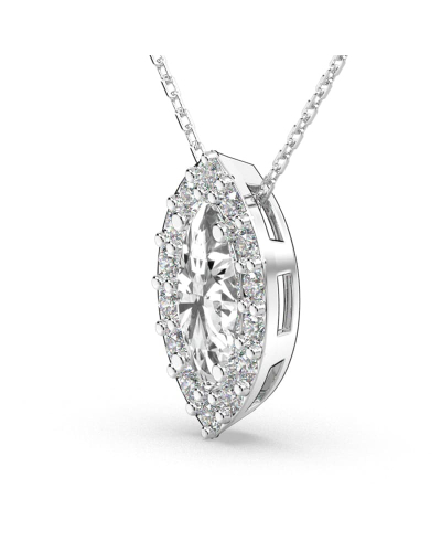 Collier halo diamant marquise en or blanc 18 K