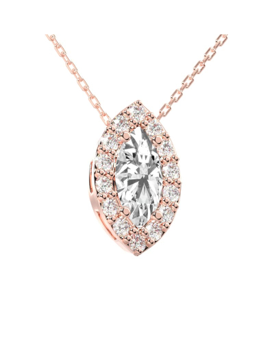 Collier halo diamant marquise en or rose 18 K