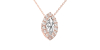 Collier halo diamant marquise en or rose 18 K