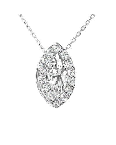 Collier halo diamant marquise en or blanc 18 K