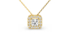 Collier halo diamant princesse en or jaune 18k