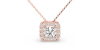 Collier halo diamant princesse en or rose 18k