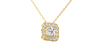 Collier halo diamant princesse en or jaune 18k