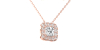 Collier halo diamant princesse en or rose 18k