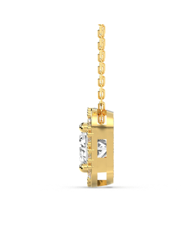 Collier halo diamant princesse en or jaune 18k