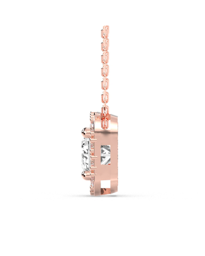 Collier halo diamant princesse en or rose 18k
