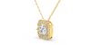 Collier halo diamant princesse en or jaune 18k