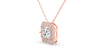 Collier halo diamant princesse en or rose 18k