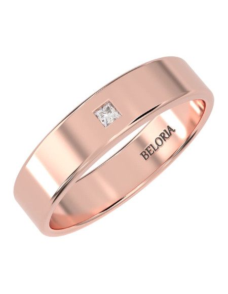 Alliance Jonc sertie d'un diamant princesse en or blanc 2