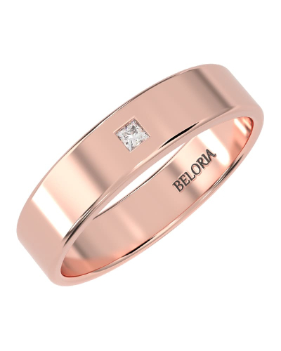 Alliance Jonc sertie d'un diamant princesse en or rose