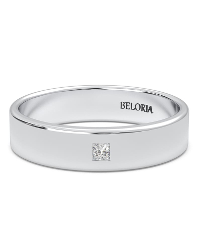Alliance Jonc sertie d'un diamant princesse en or blanc