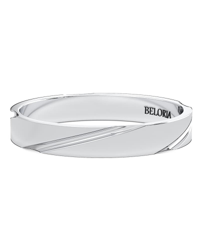 Alliance Jonc avec Liserés Asymétriques Brillants en or blanc