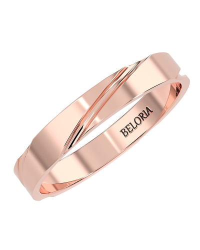 Alliance Jonc avec Liserés Asymétriques Brillants en or rose