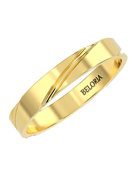 Alliance Jonc avec Liserés Asymétriques Brillants en or blanc 2