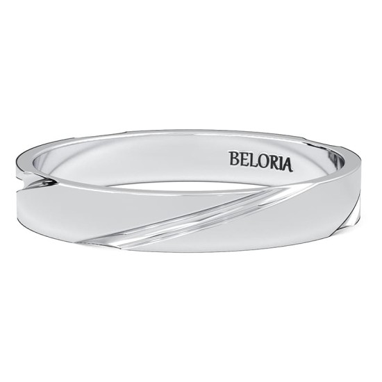 Alliance Jonc avec Liserés Asymétriques Brillants en or blanc