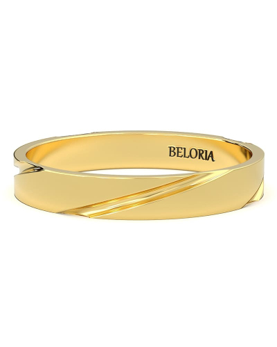 Alliance Jonc avec Liserés Asymétriques Brillants en or jaune