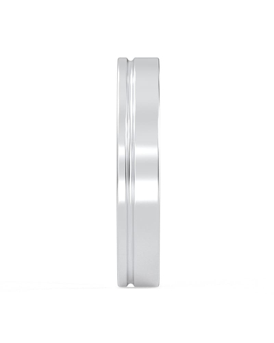 Alliance Jonc en Or blanc avec Liserés Brillants pour Homme