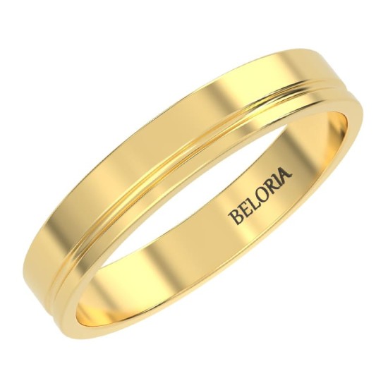 Alliance Jonc en Or jaune avec Liserés Brillants pour Homme