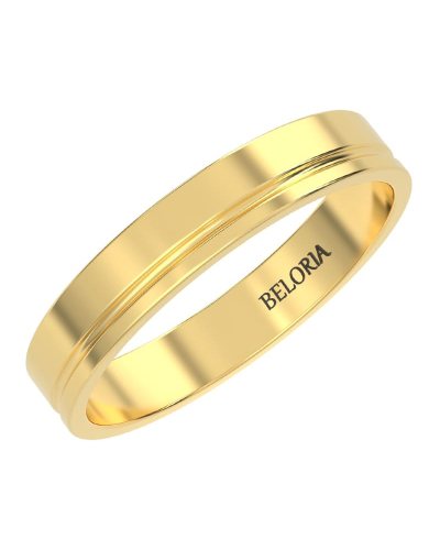 Alliance Jonc en Or jaune avec Liserés Brillants pour Homme