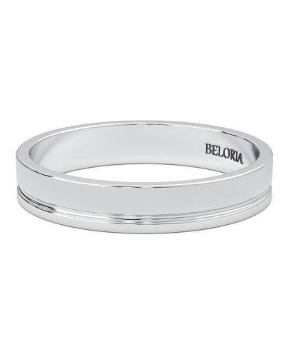 Alliance Jonc en Or blanc avec Liserés Brillants pour Homme