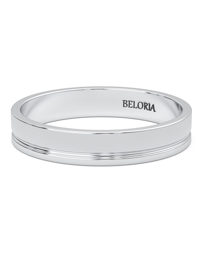 Alliance Jonc en Or blanc avec Liserés Brillants pour Homme
