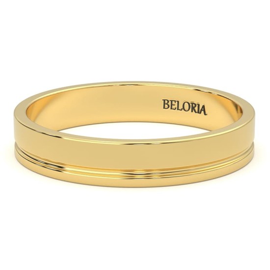 Alliance Jonc en Or jaune avec Liserés Brillants pour Homme