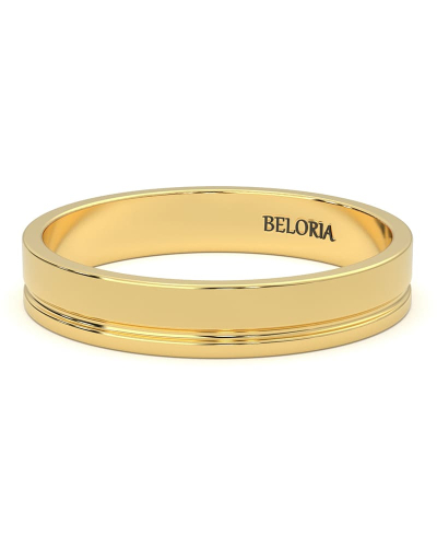 Alliance Jonc en Or jaune avec Liserés Brillants pour Homme