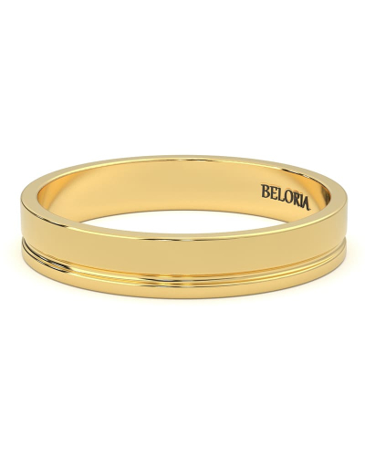 Alliance Jonc en Or jaune avec Liserés Brillants pour Homme