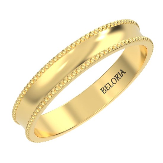 Alliance Jonc pour Homme Incurvée Perlée en or jaune