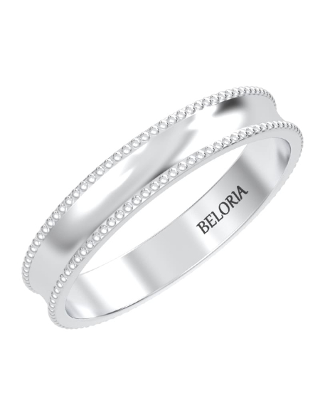 Alliance Jonc pour Homme Incurvée Perlée en or jaune 2