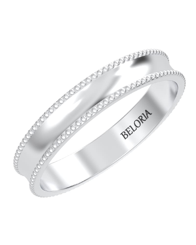 Alliance Jonc pour Homme Incurvée Perlée en or blanc