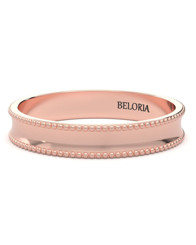 Alliance Jonc pour Homme Incurvée Perlée en or rose