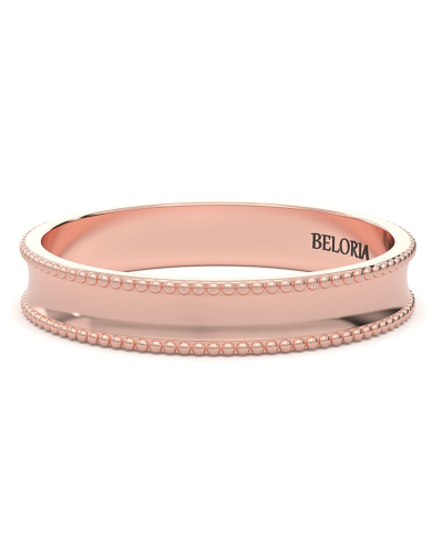 Alliance Jonc pour Homme Incurvée Perlée en or rose