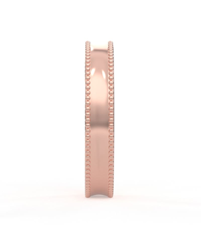 Alliance Jonc pour Homme Incurvée Perlée en or rose