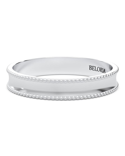 Alliance Jonc pour Homme Incurvée Perlée en or blanc